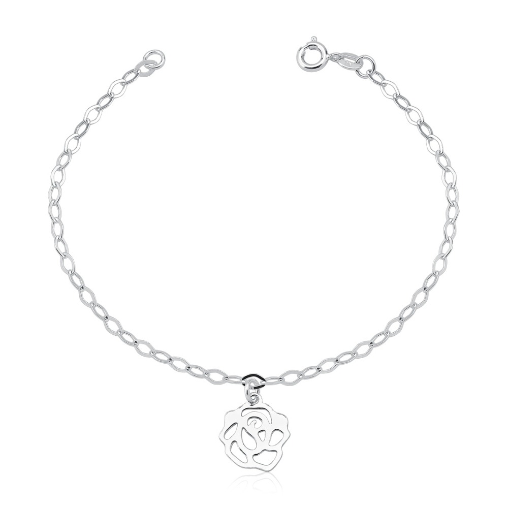 Pulseira Feminina de Prata 925 Margarida pendente Produto Pulseira Feminina de Prata 925 Margarida pendente
