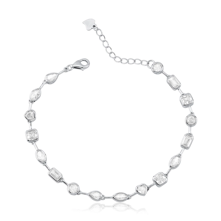 Produto Pulseira Feminina de Prata 925 Mix de Lapidações