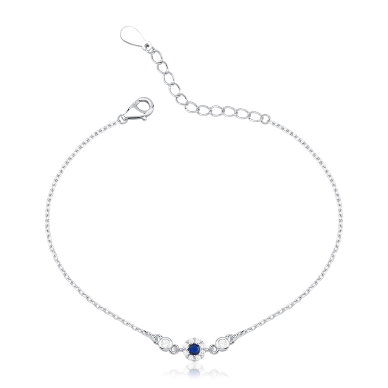 Pulseira Feminina de Prata 925 Ponto de Luz Azul Marinho Produto Pulseira Feminina de Prata 925 Ponto de Luz Azul Marinho