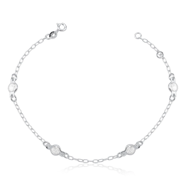 Produto Pulseira Feminina de Prata 925 Redonda Cravejada com Zircônias