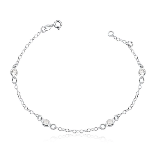 Produto Pulseira Feminina de Prata 925 Redondo com zircônias