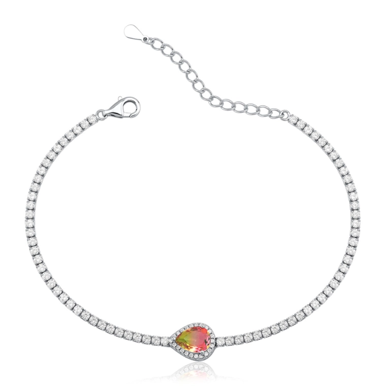 Pulseira Feminina de Prata 925 Riviera Gota Colorida Produto Pulseira Feminina de Prata 925 Riviera Gota Colorida