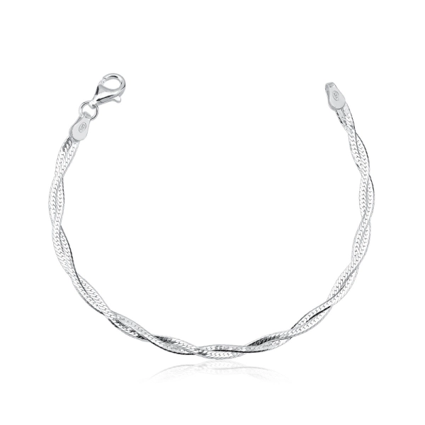 Produto Pulseira Feminina de Prata 925 Trançada com 2 Fios