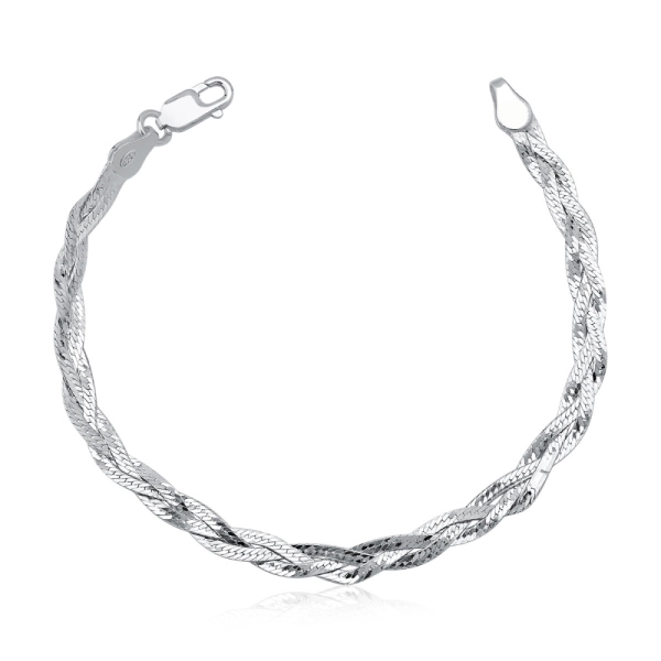 Produto Pulseira Feminina de Prata 925 Trançada com 3 Fios