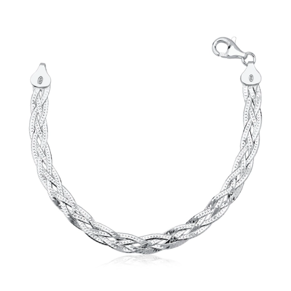 Produto Pulseira Feminina de Prata 925 Trançada com 4 Fios