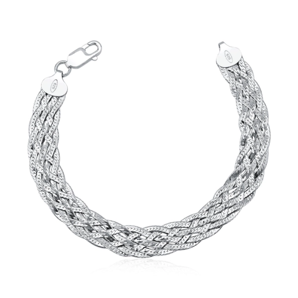 Produto Pulseira Feminina de Prata 925 Trançada com 5 Fios