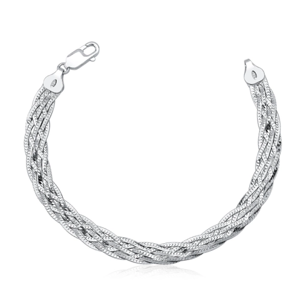 Produto Pulseira Feminina de Prata 925 Trançada com 6 Fios
