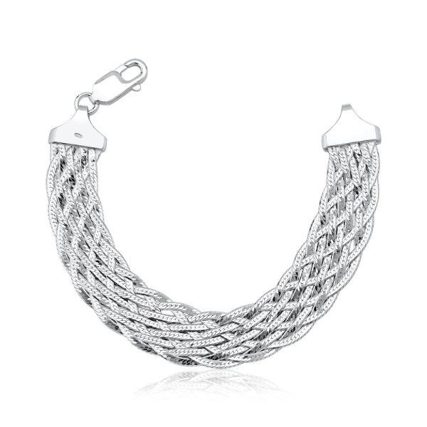 Produto Pulseira Feminina de Prata 925 Trançada com 9 fios