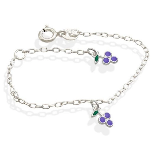 Pulseira Infantil de Prata 925 Uva - Pulseira Feminina para Meninas | 14cm Produto Pulseira Infantil de Prata 925 Uva - Pulseira Feminina para Meninas | 14cm