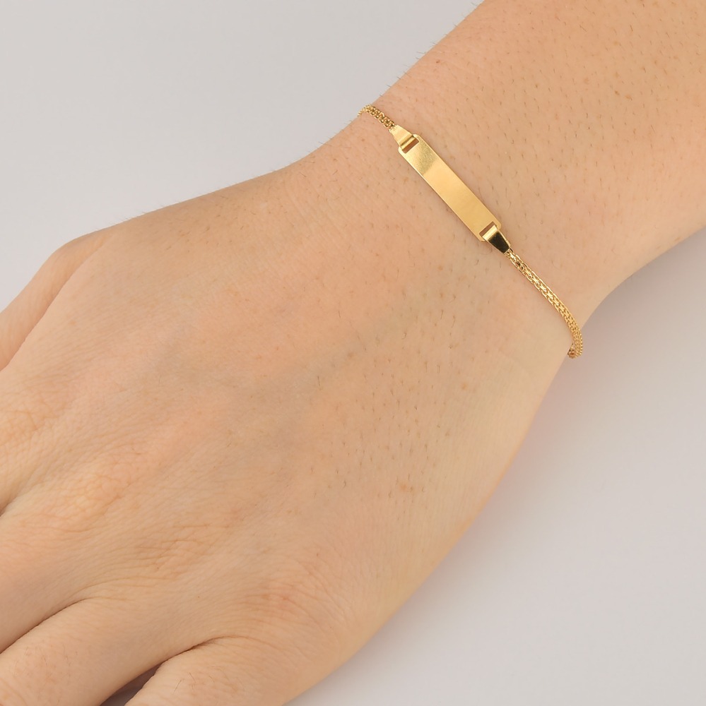 Produto Pulseira Infantil de Ouro 18k Bismark com Plaquinha