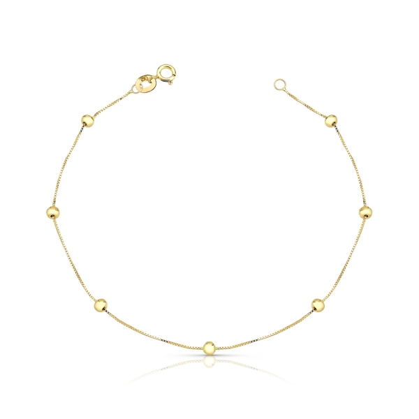 Produto Pulseira Infantil de Ouro 18k Veneziana com Bolinhas