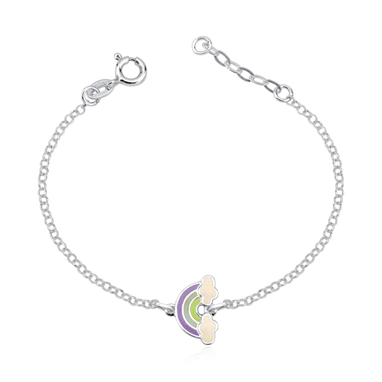 Produto Pulseira Infantil de Prata 925 Arco-íris colorido