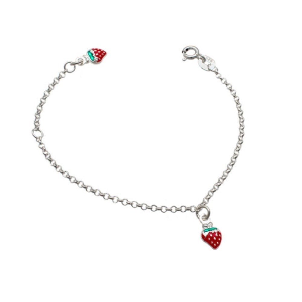 Produto Pulseira Infantil de Prata 925 Elo Português com Moranguinho