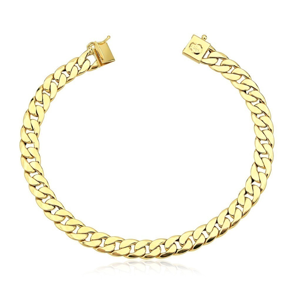 Produto Pulseira Masculina de Ouro 18k Grumet com 21cm e 6mm