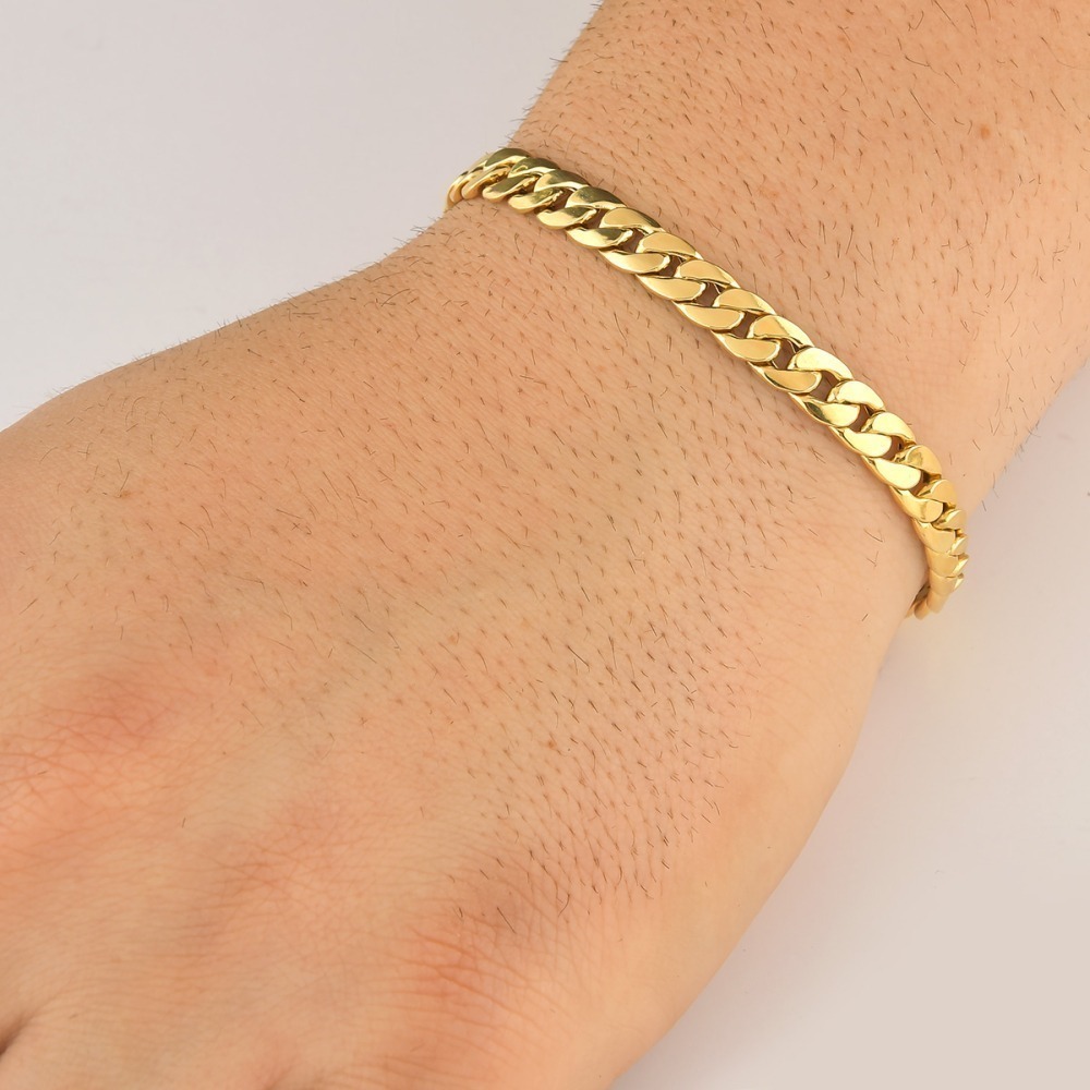 Produto Pulseira Masculina de Ouro 18k Grumet com 21cm e 6mm