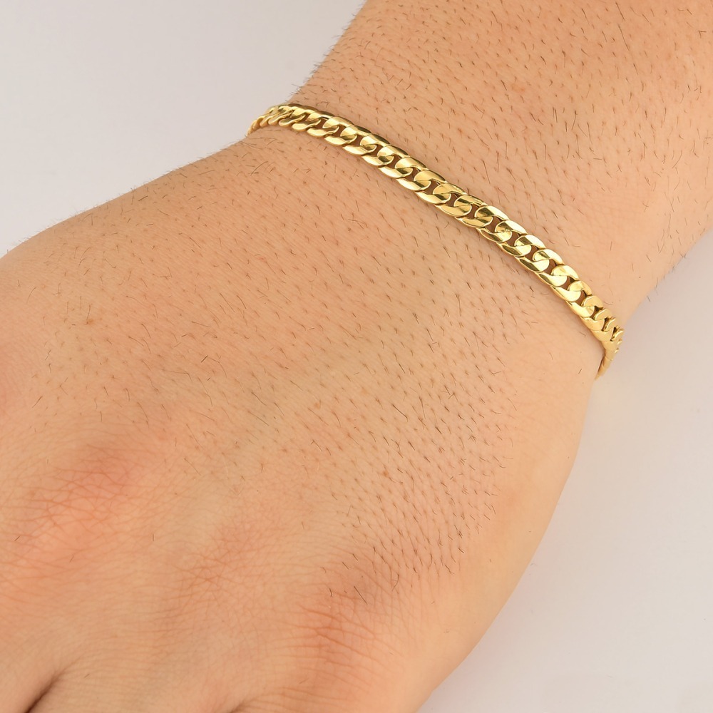 Produto Pulseira Masculina de Ouro 18k Grumet com 22cm e 4,5mm