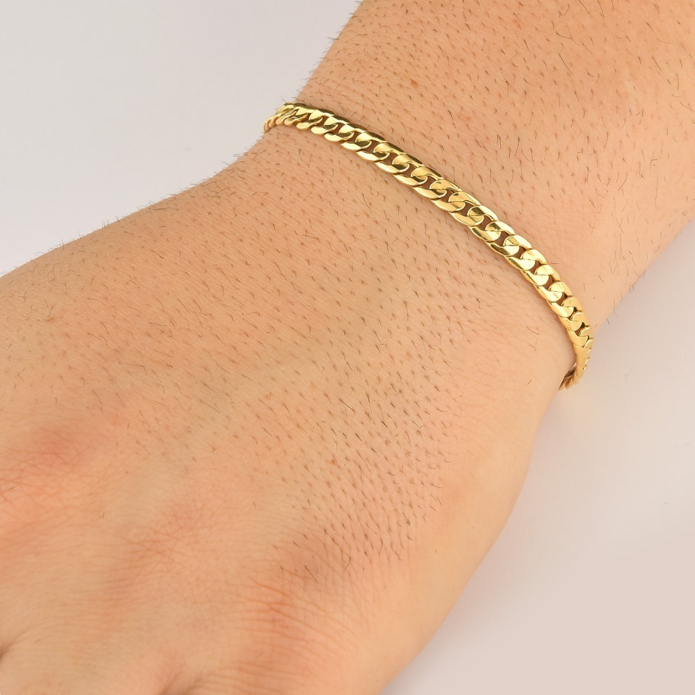 Produto Pulseira Masculina de Ouro 18k Grumet com 22cm e 5mm