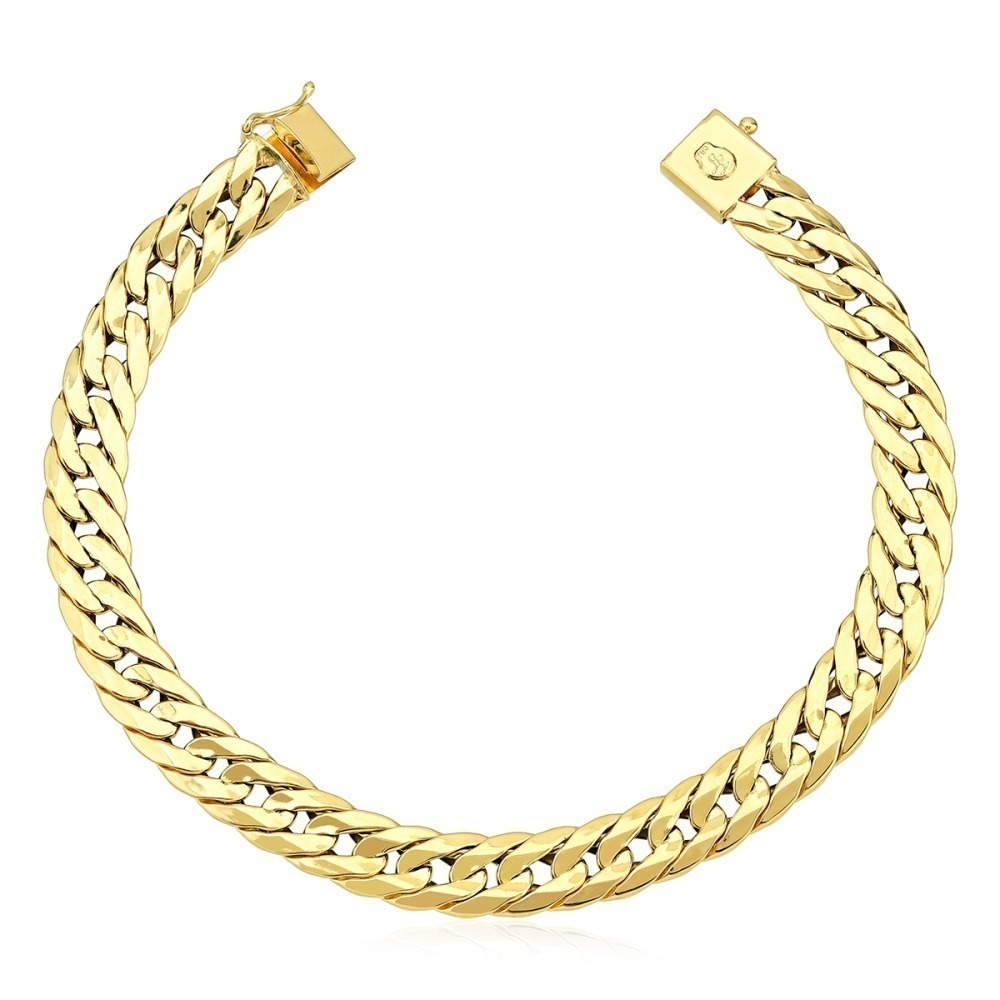 Produto Pulseira Masculina de Ouro 18k Grumet Dupla com 22cm e 8mm