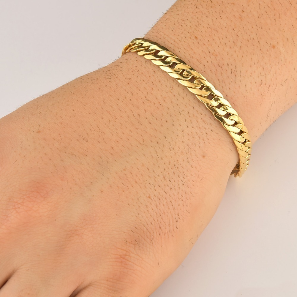 Produto Pulseira Masculina de Ouro 18k Grumet Dupla com 22cm e 8mm
