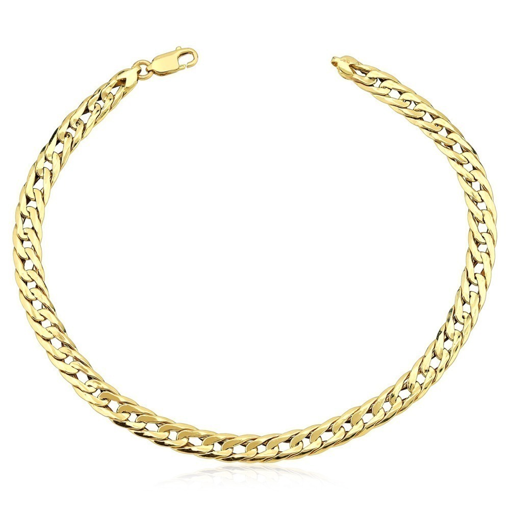Produto Pulseira Masculina de Ouro 18k Grumet Dupla com 21,5cm e 5mm