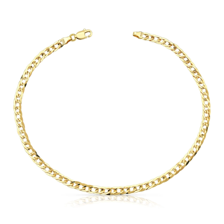 Produto Pulseira Masculina de Ouro 18k Grumet Dupla com 21cm e 3mm