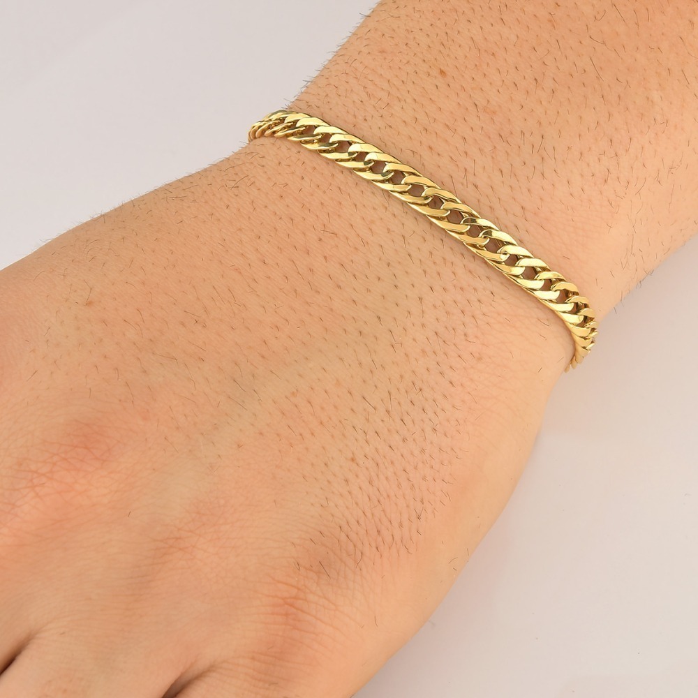 Produto Pulseira Masculina de Ouro 18k Grumet Dupla com 22,5cm e 5,5mm