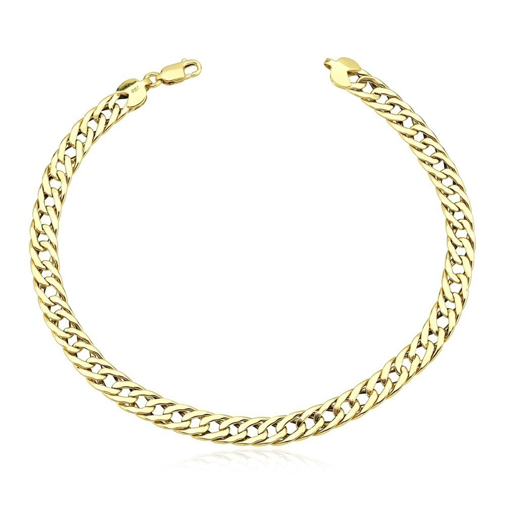 Produto Pulseira Masculina de Ouro 18k Grumet Dupla com 22,5cm e 5,5mm