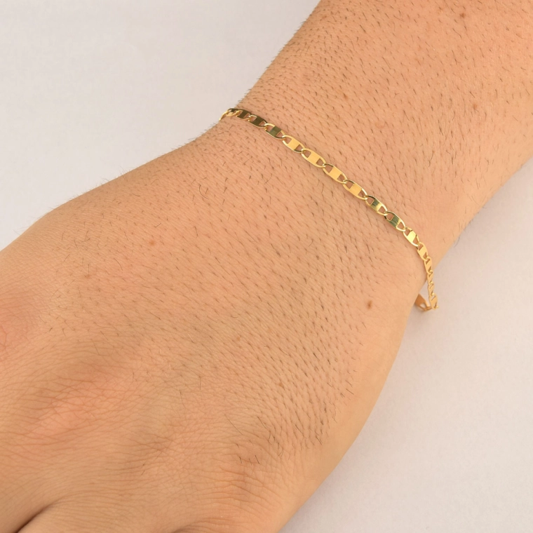 Produto Pulseira Masculina de Ouro 18k Piastrine com 2,5mm e Espessura Fina
