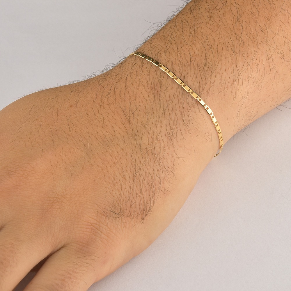 Produto Pulseira Masculina de Ouro 18k Piastrine com 2mm