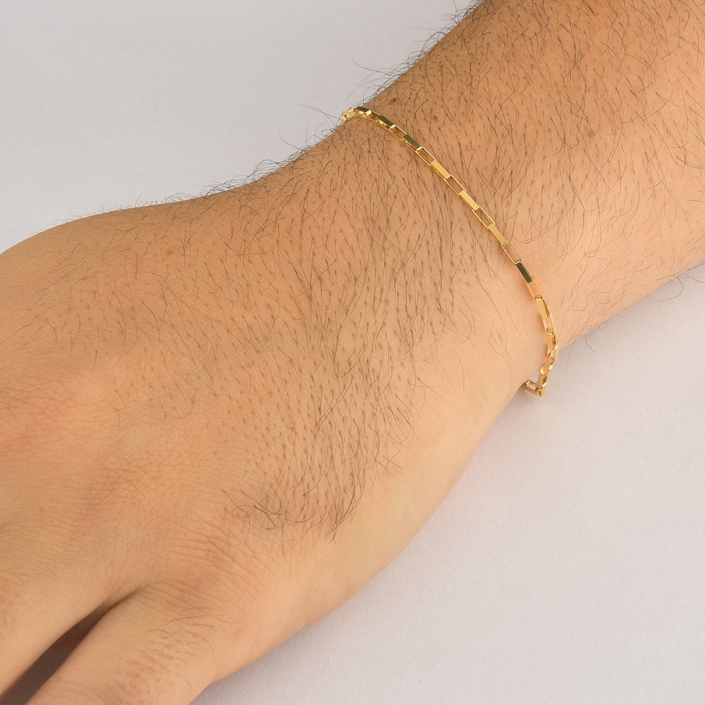 Pulseira Masculina de Ouro 18k Veneziana Longa 1.8mm Produto Pulseira Masculina de Ouro 18k Veneziana Longa 1.8mm