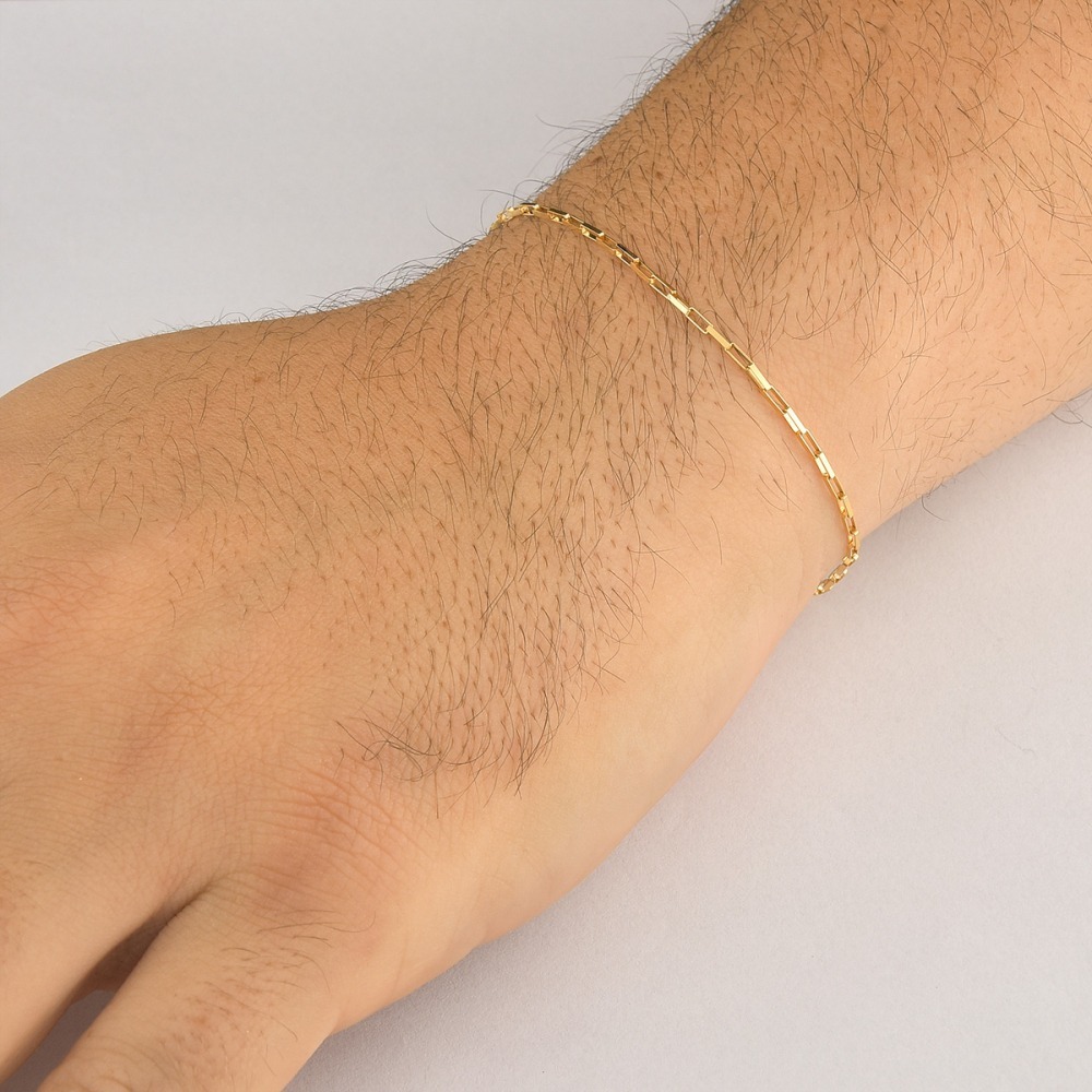 Produto Pulseira Masculina de Ouro 18k Veneziana Longa com 1.3mm