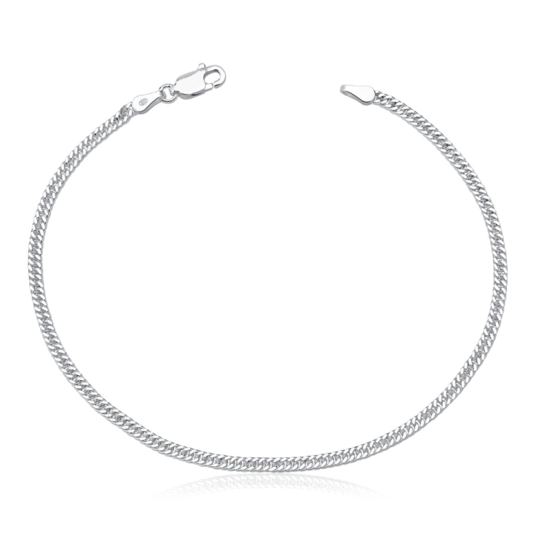 Produto Pulseira Masculina de Prata 925 Grumet Dupla com 2mm e 21cm