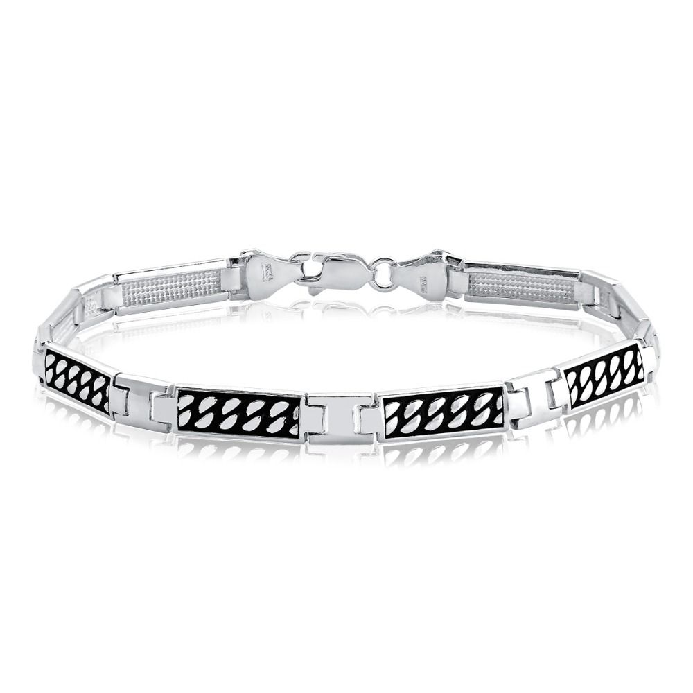 Produto Pulseira Masculina de Prata 925 Placa Indiana Bali