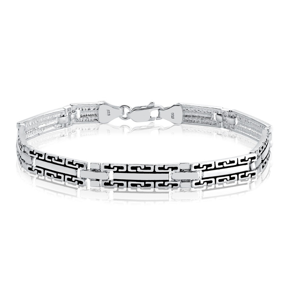 Produto Pulseira Masculina de Prata 925 Placa Indiana