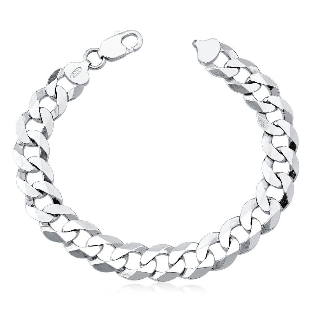 Produto Pulseira Masculina Grossa de Prata 925 Grumet 14mm