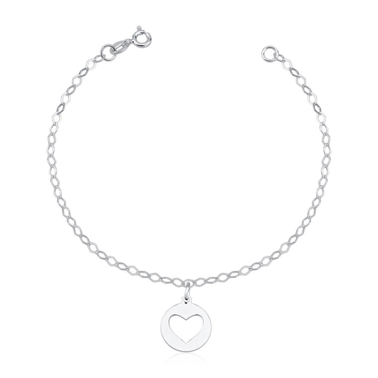 Produto Pulseira medalha coração prata 925