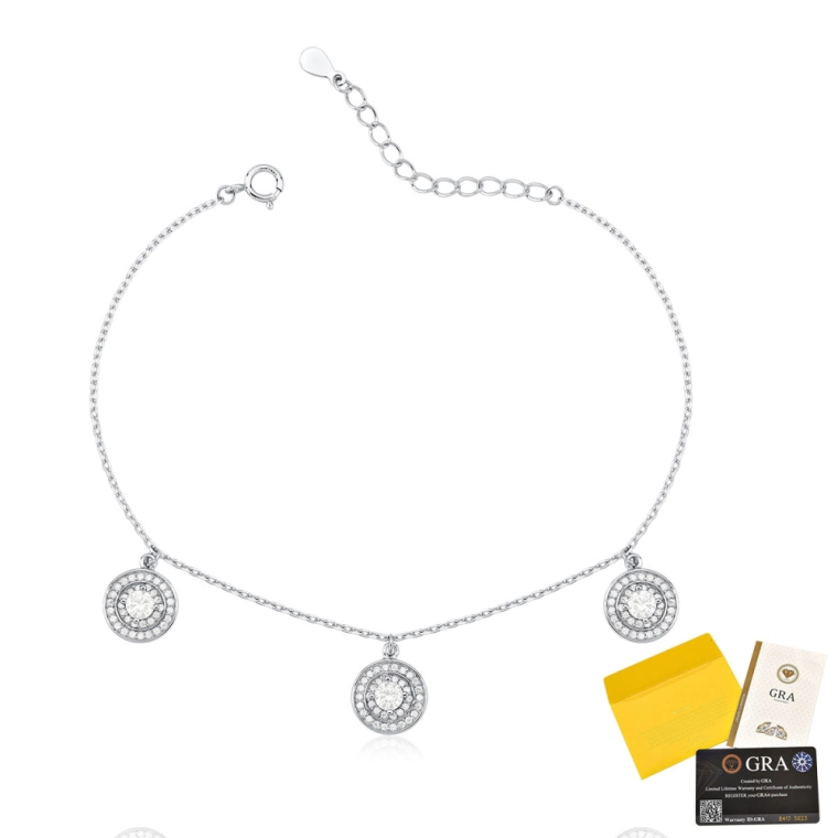 Produto Pulseira Moissanite de Prata 925 Círculos Cravejado
