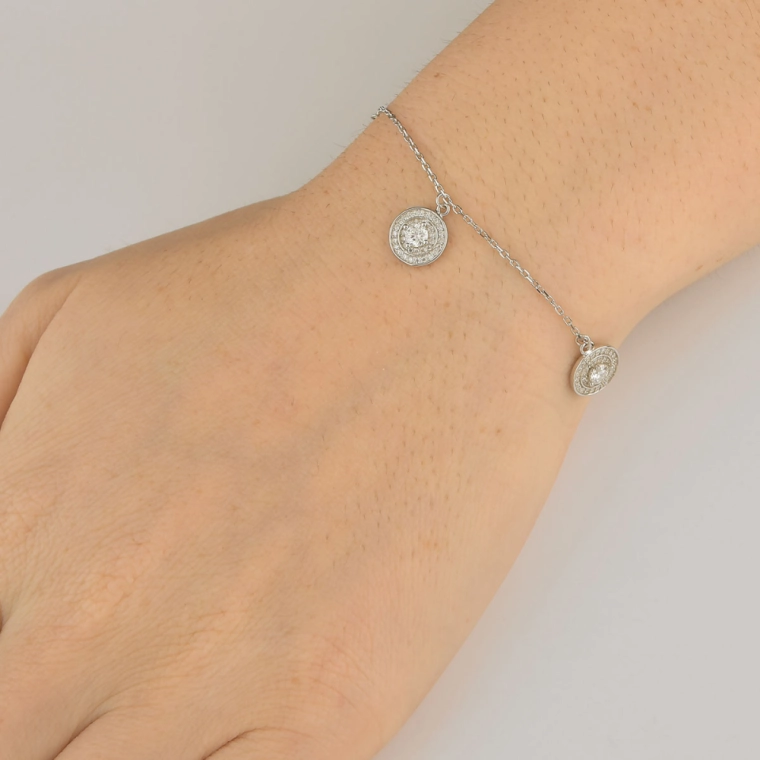 Produto Pulseira Moissanite de Prata 925 Círculos Cravejado
