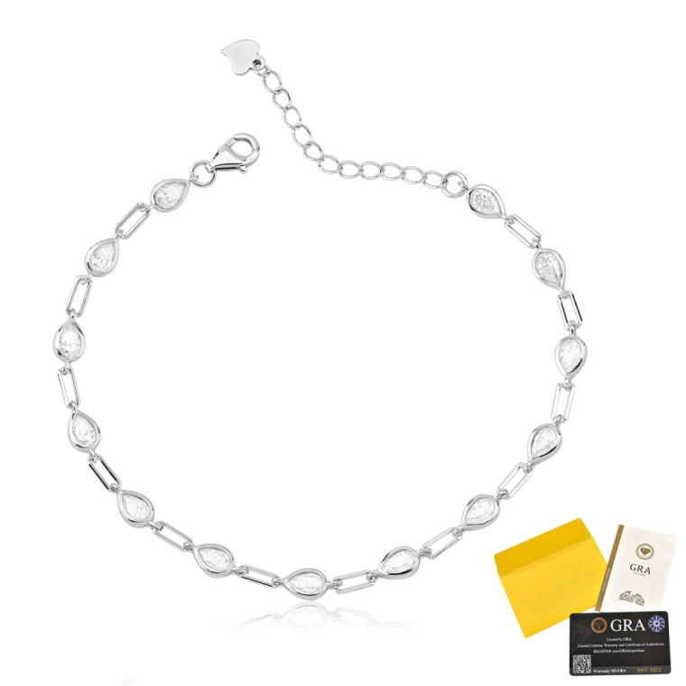 Pulseira Moissanite de Prata 925 Ponto de Luz Gota Produto Pulseira Moissanite de Prata 925 Ponto de Luz Gota