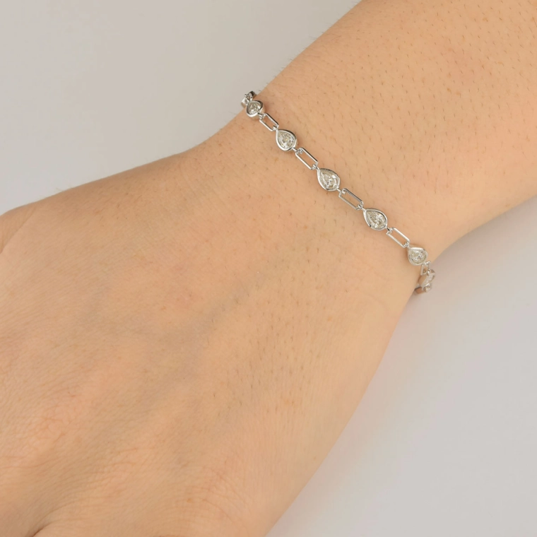 Pulseira Moissanite de Prata 925 Ponto de Luz Gota Produto Pulseira Moissanite de Prata 925 Ponto de Luz Gota