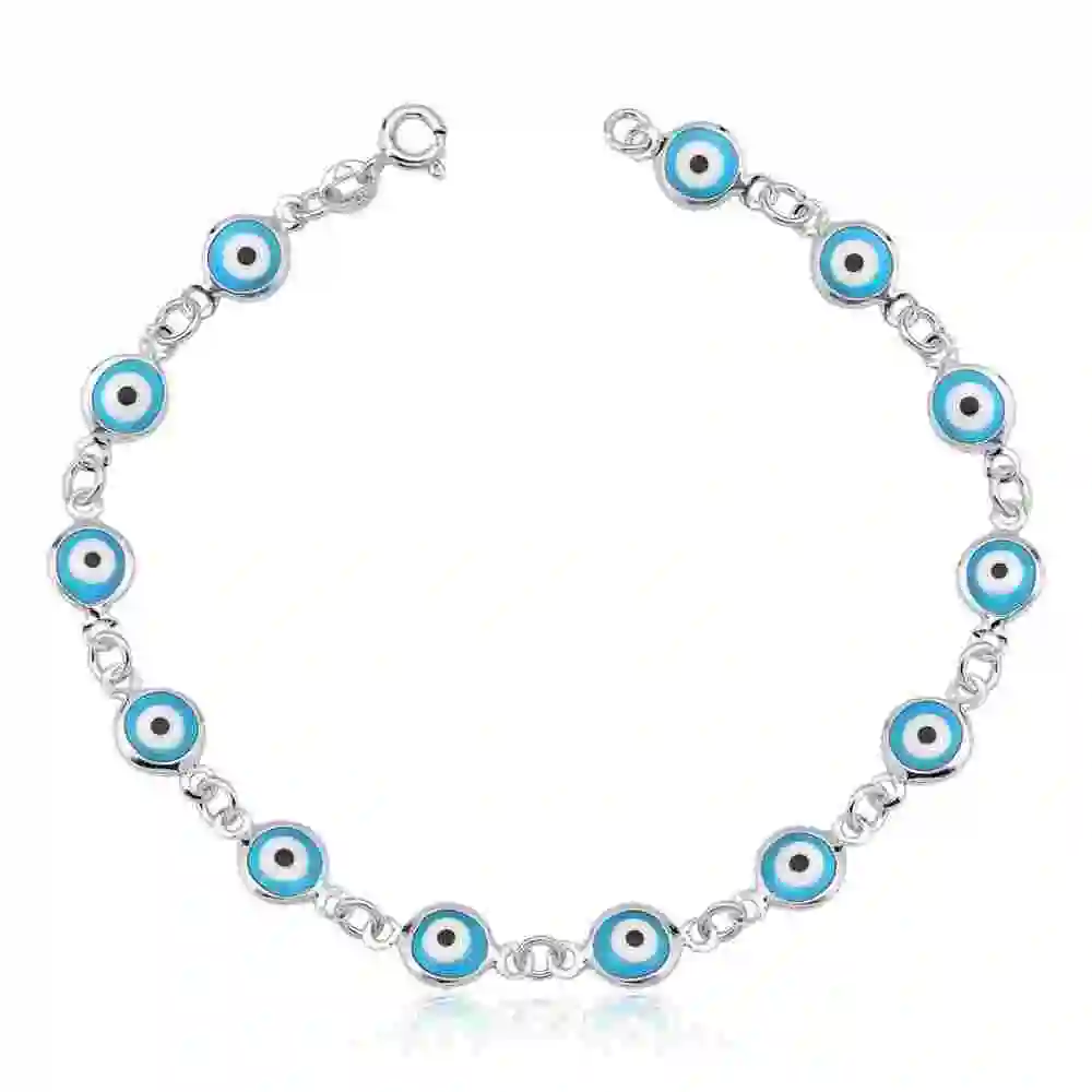 Produto Pulseira Olho grego em Prata 925 - Azul claro