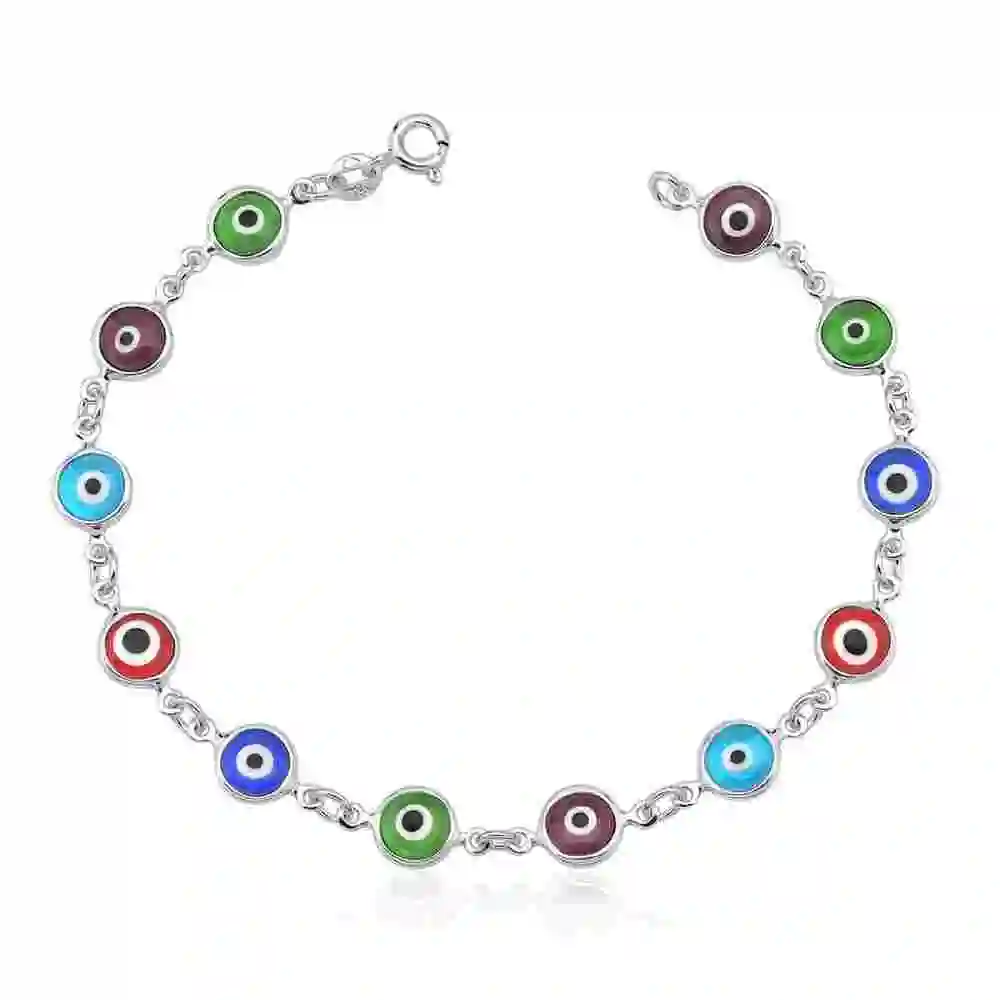 Produto Pulseira olho grego prata 925 colorida