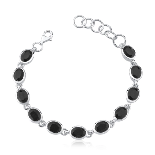Produto Pulseira feminina de pedra natural onix e prata 925