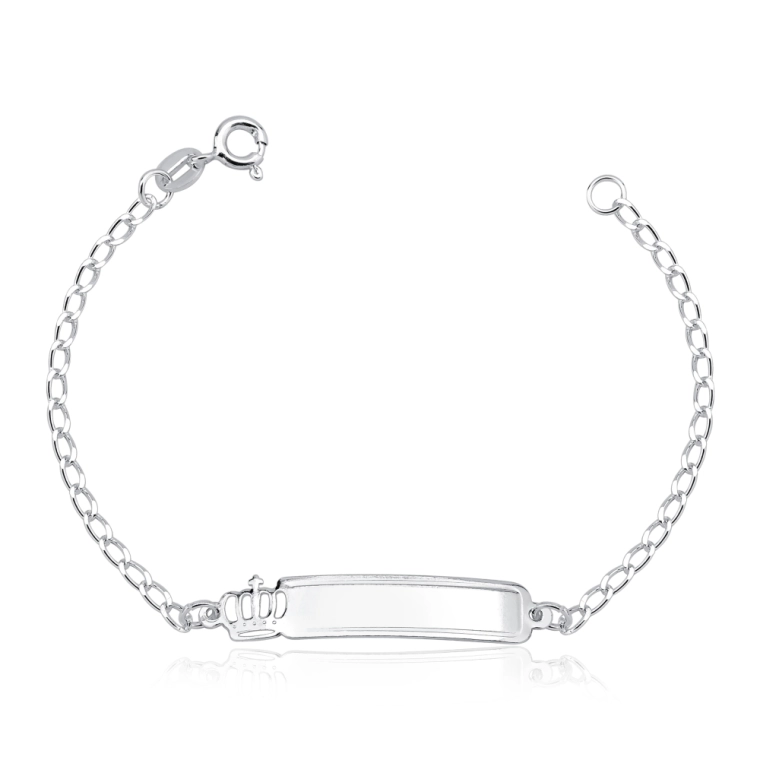 Produto Pulseira Plaquinha Infantil Coroa - Prata 925