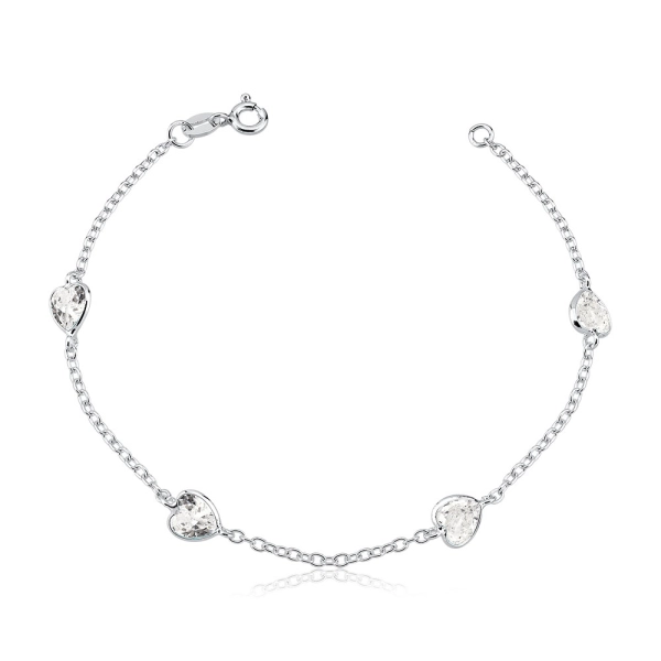 Produto Pulseira Prata 925 Coração Cristal Zircônia 19cm