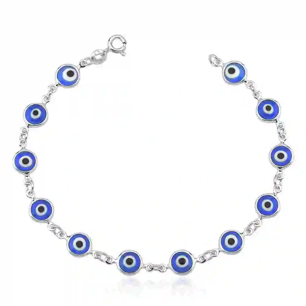 Produto Pulseira prata 925 olho grego azul escuro