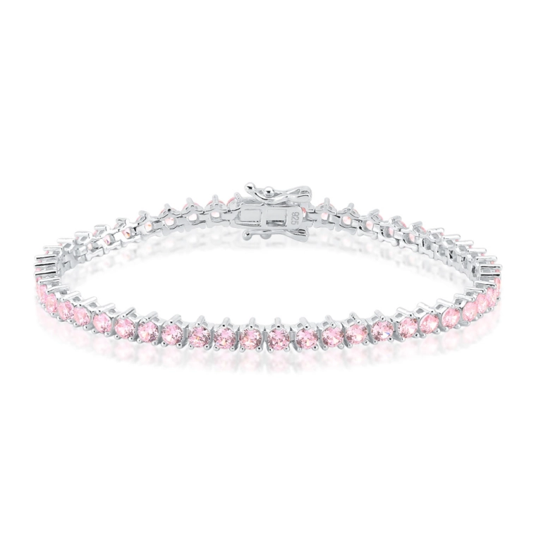 Pulseira Riviera de Prata 925 com Zircônias em Rosa Claro Produto Pulseira Riviera de Prata 925 com Zircônias em Rosa Claro