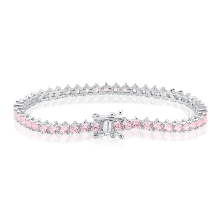 Pulseira Riviera de Prata 925 com Zircônias em Rosa Claro Produto Pulseira Riviera de Prata 925 com Zircônias em Rosa Claro