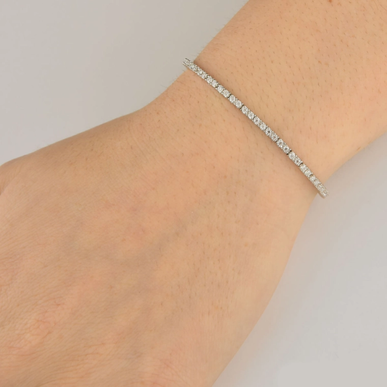 Pulseira Riviera de Prata 925 Moissanite com 2mm e Certificado GRA Produto Pulseira Riviera de Prata 925 Moissanite com 2mm e Certificado GRA