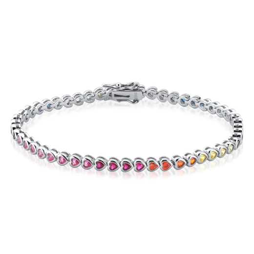 Produto Pulseira Riviera corações coloridos prata 925